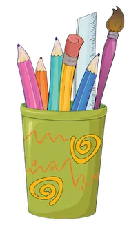 pencil cup with school supplies