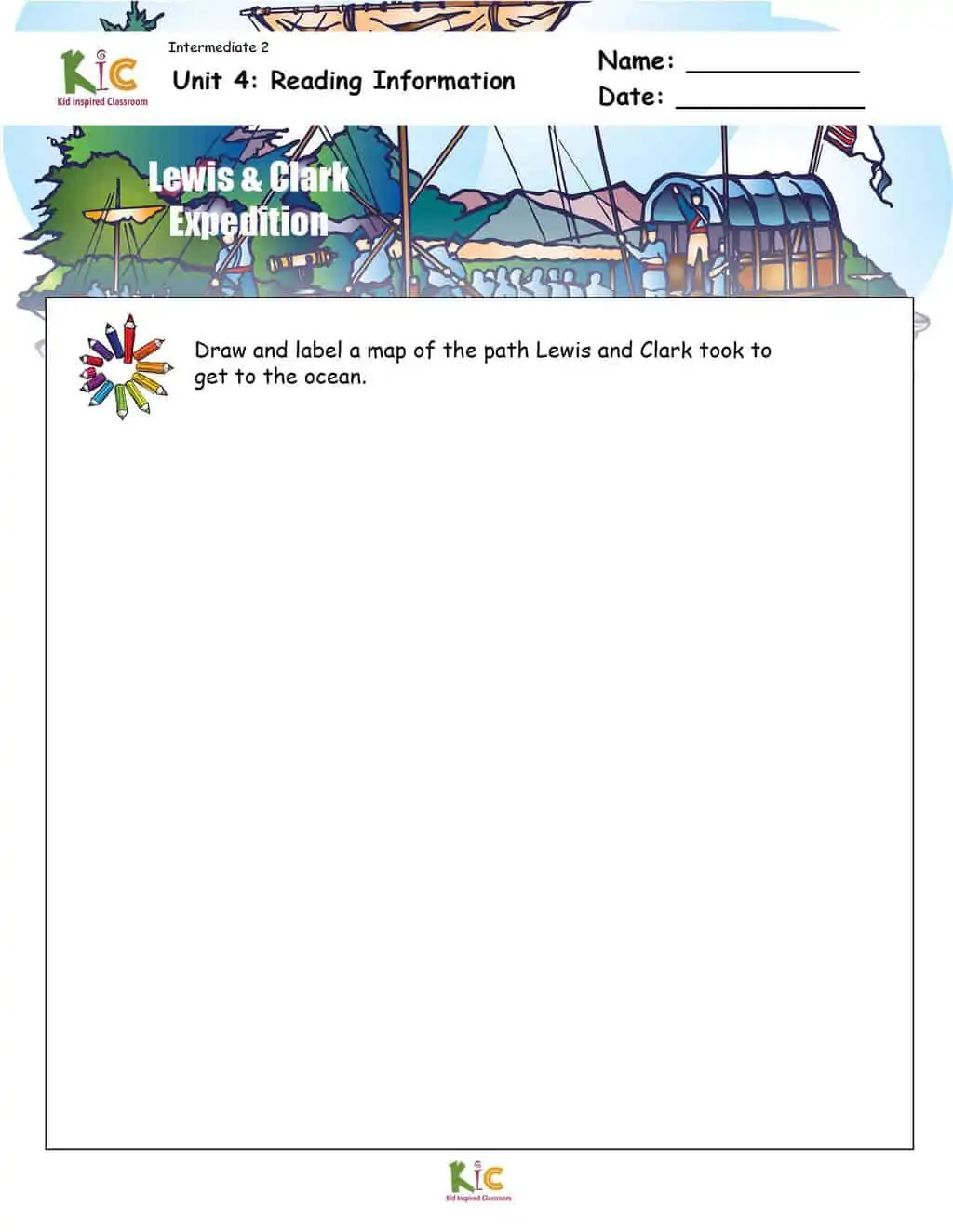 Lewis and Clark Illustrate Graphic Organizer for ESL Reading Comprehension 