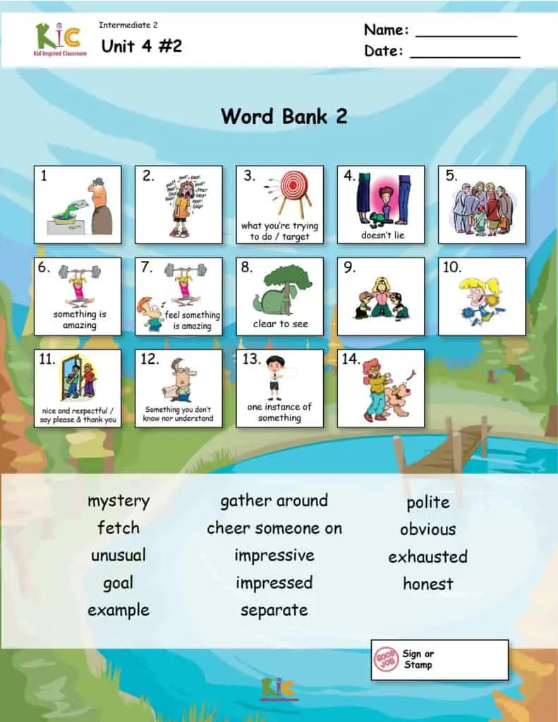 Lewis and Clark ESL Vocabulary for Teaching ESL from the ESL Curriculum Page 2