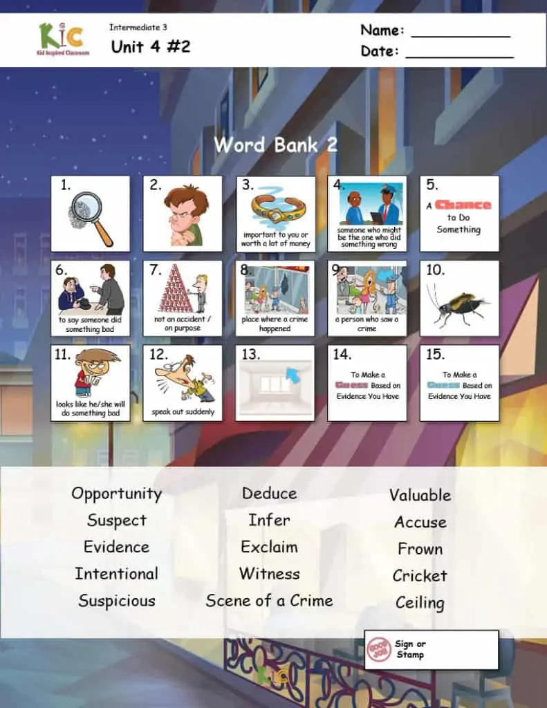 Vocabulary Word Bank - Supports for ELLs