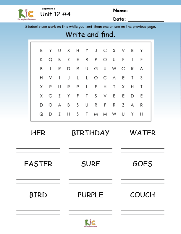 Phonics Lesson Word Search from the ESL Curriculum Membership