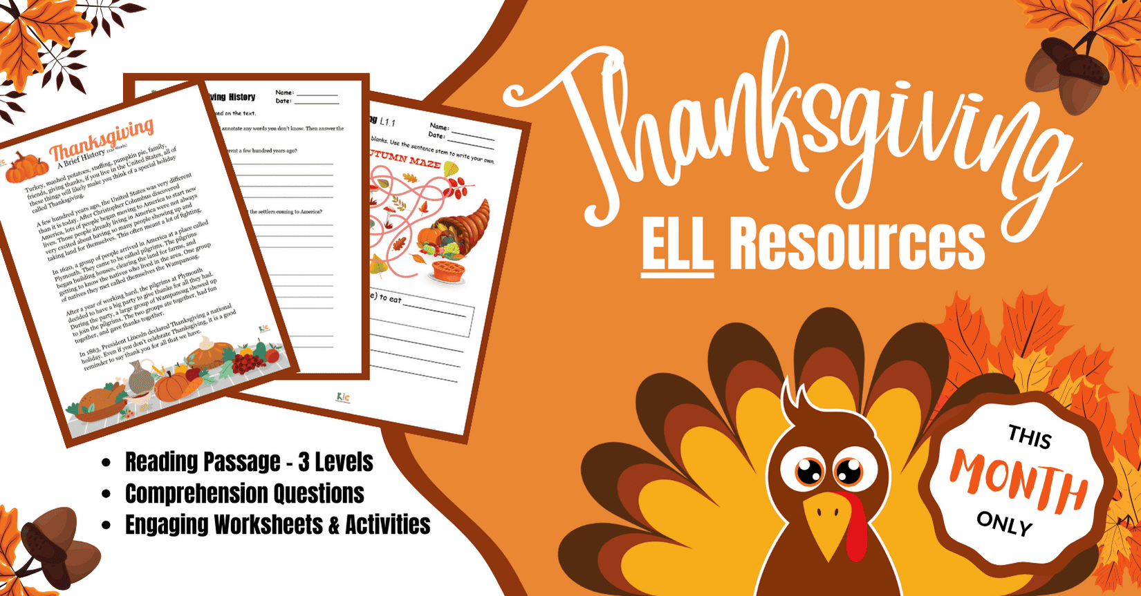 Thanksgiving ELL Resources This Month Only Thanksgiving el resources for the month.