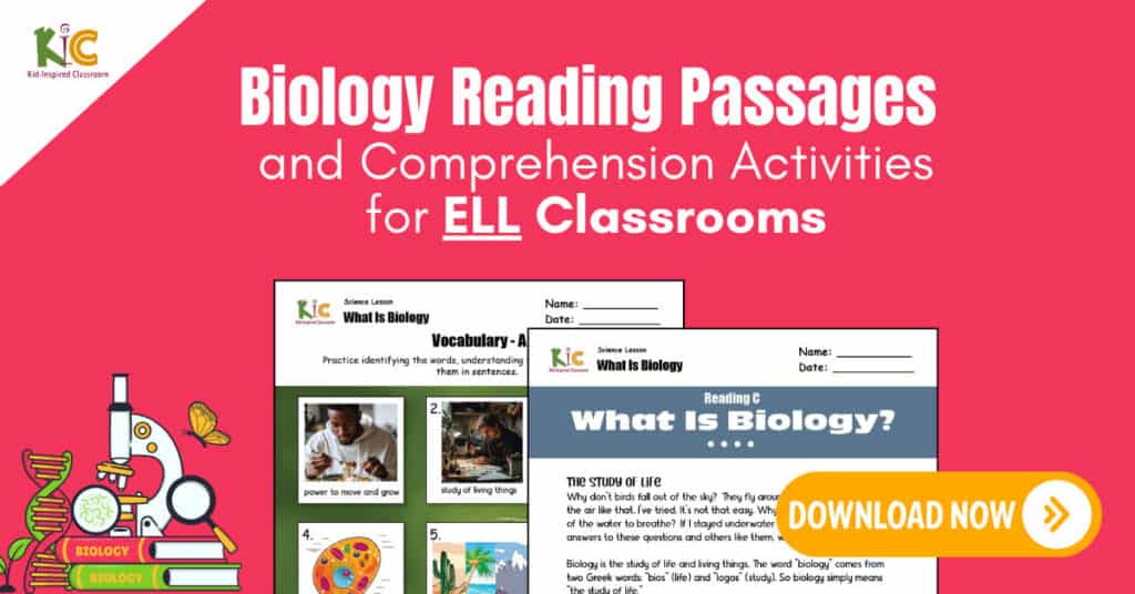 Biology Reading Passages and Comprehension Activities for ELL Classrooms